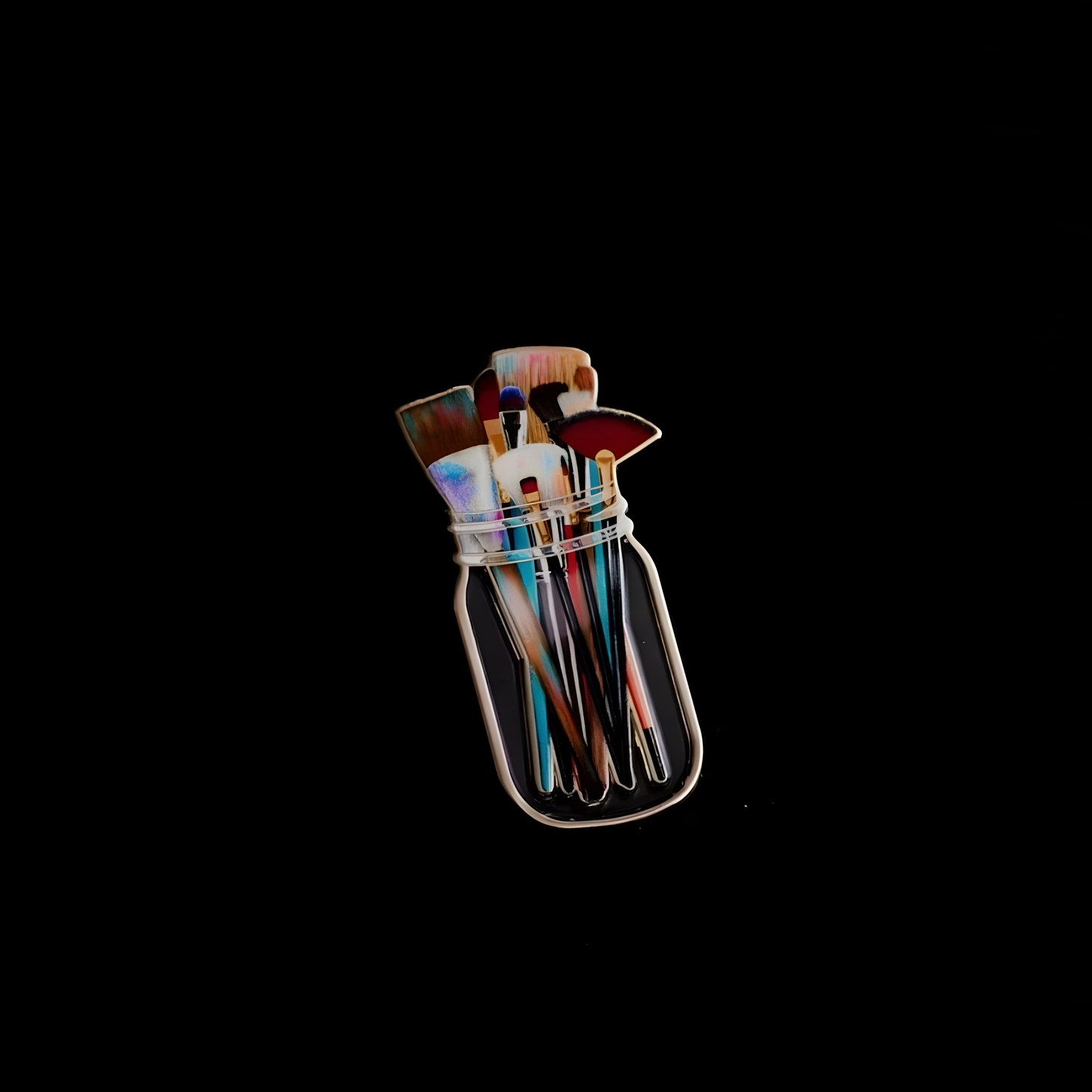 Paint Brushes in Clear Jar Enamel Pin