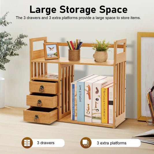 Desktop Storage Book Shelf Bamboo Rack